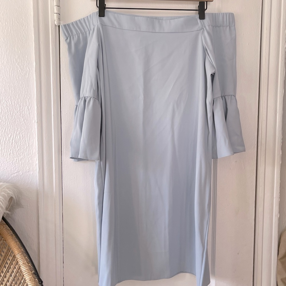 Baby Blue Off the Shoulder Mini Dress